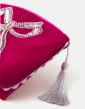 Sequin Bow Velvet Pouch, , large