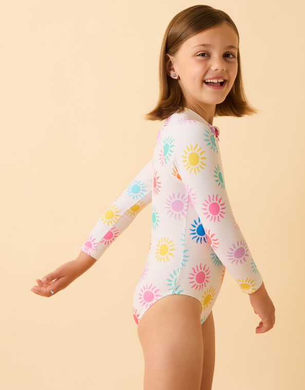 Girls Sunshine Long Sleeve Swimsuit, Multi (BRIGHTS MULTI), large