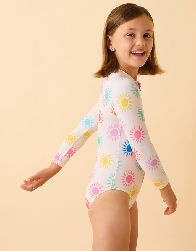 Girls Sunshine Long Sleeve Swimsuit, Multi (BRIGHTS MULTI), large