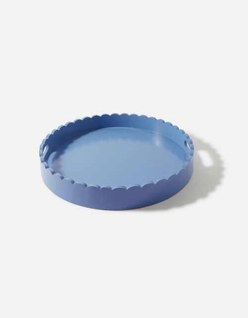Large Scallop Round Tray, Blue (BLUE), large