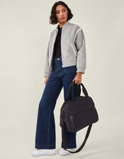 Floral Quilted Travel Bag, Black (BLACK), large