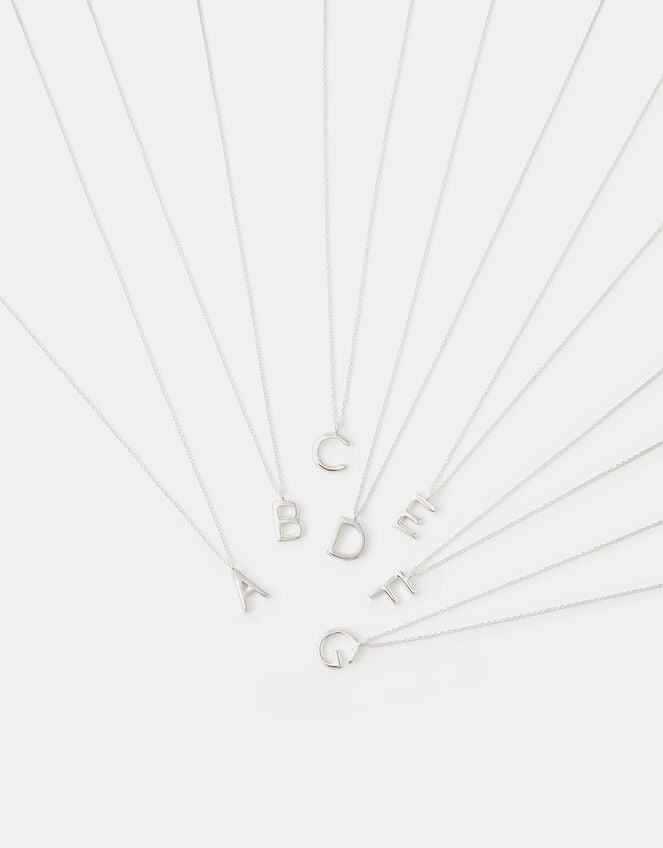 Sterling Silver Initial Pendant Necklace, Silver (ST SILVER), large