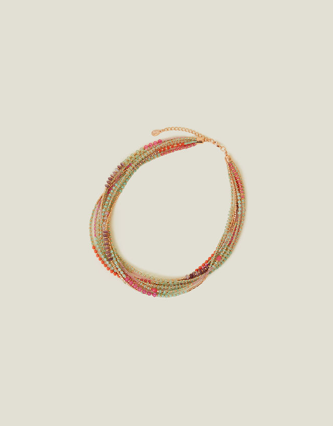 Layered Beaded Collar Necklace, , large