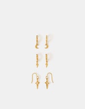 3-Pack Stainless Steel Celestial Hoop Earrings, , large