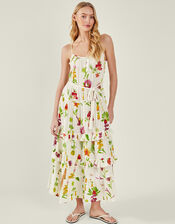 Botanical Strap Dress, White (WHITE), large