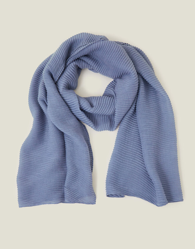 Lightweight Pleated Scarf, Blue (BLUE), large