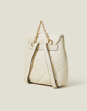 Small Quilted Faux Leather Backpack, Cream (CREAM), large