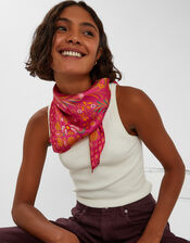 Jaipur Palm Print Satin Square Scarf, , large