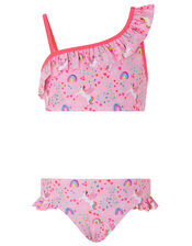 Retro Unicorn Print Bikini, Pink (PINK), large