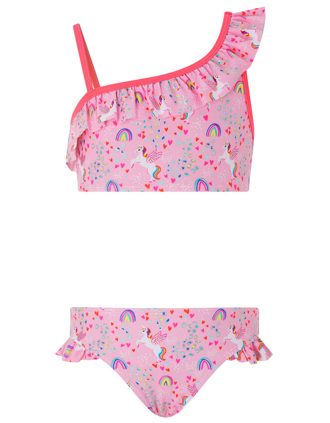 Retro Unicorn Print Bikini, Pink (PINK), large