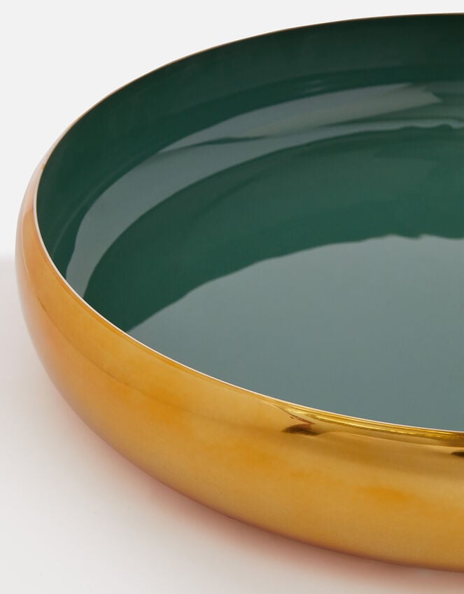 Large Round Enamel Dish Tray, Green (GREEN), large