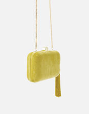 Velvet Hardcase Clutch Bag, Yellow (OCHRE), large