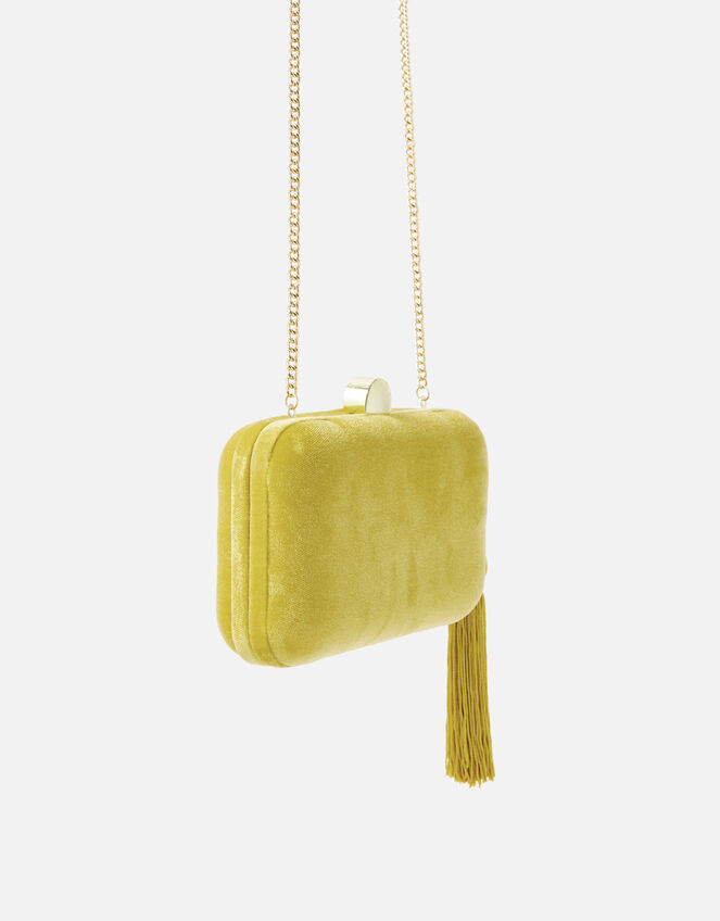 Velvet Hardcase Clutch Bag, Yellow (OCHRE), large
