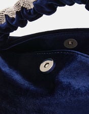 Diamanté Ruched Strap Velvet Handbag, , large