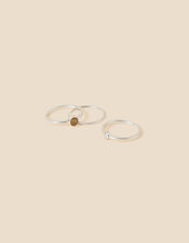 Recycled Sterling Silver Labradorite Rings Set of Three , Blue (BLUE), large