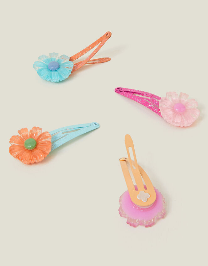 4-Pack Girls Flower Hair Clips, , large