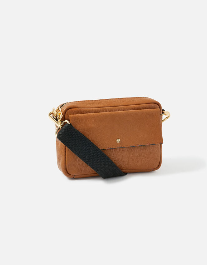 Leather Cross-Body Camera Bag , Tan (TAN), large