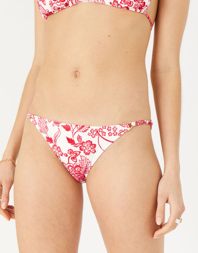 Floral Bikini Briefs, Red (RED), large