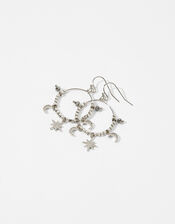 Platinum-Plated Starry Charm Hoops, , large