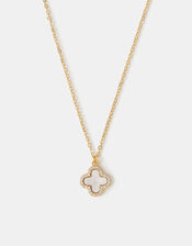 14ct Gold-Plated Mother of Pearl Clover Pendant Necklace, , large