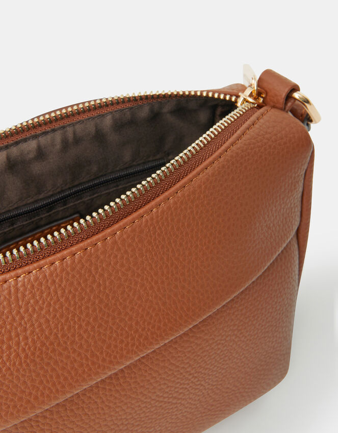 Zip Front Crossbody Bag, Tan (TAN), large