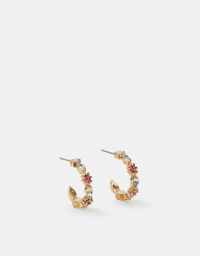 Mini Gemstone Hoop Earrings Pink, , large