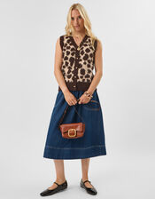 Leopard Print Brushed Knit Vest , Leopard (LEOPARD), large