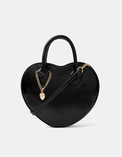 Patent Heart Crossbody Handbag , Black (BLACK), large