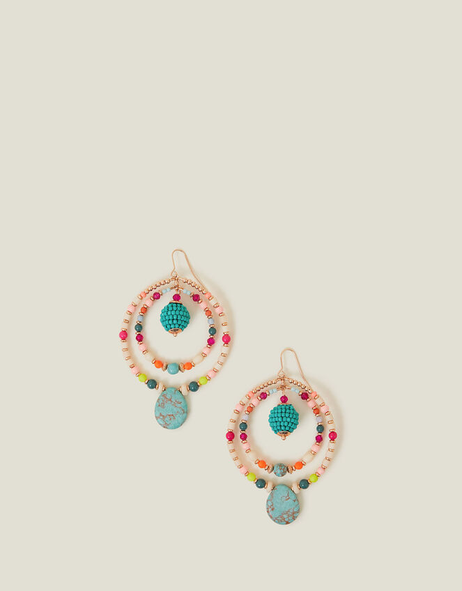 Double-Beaded Hoop Earrings, , large
