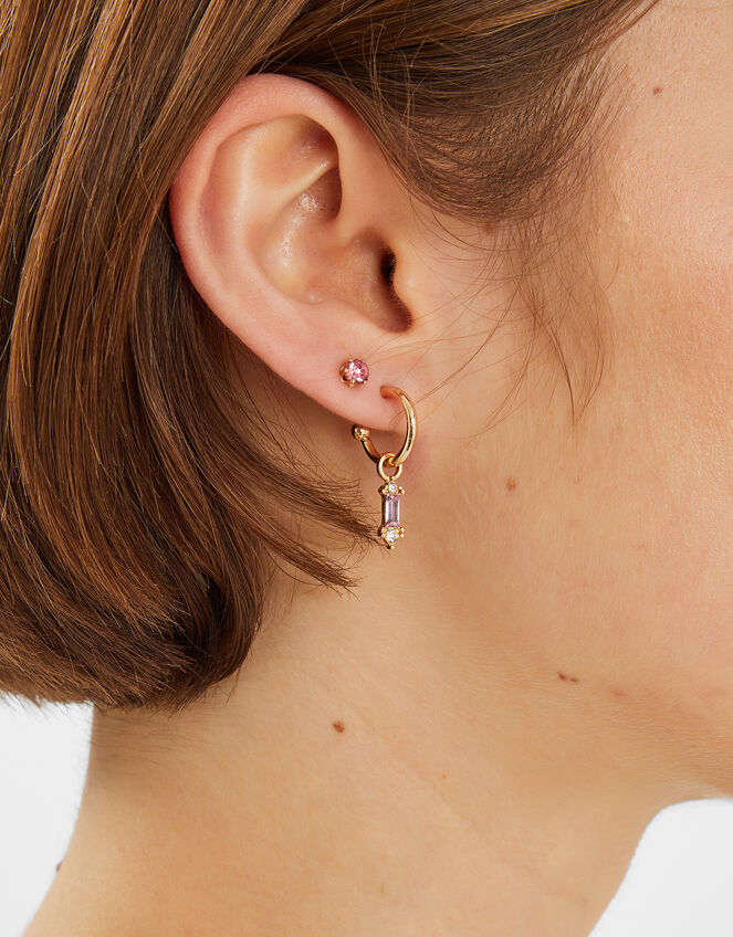 5-Pack Gem Diamante Stud & Hoop Earrings, , large