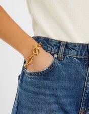 14ct Gold-Plated Chunky T-Bar Chain Bracelet, , large