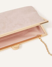 Suedette Clip Frame Clutch Bag, Nude (NUDE), large