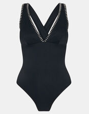 Stitch Cross-Back Plunge Swimsuit, Black (BLACK), large