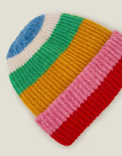 Stripe Knit Beanie Hat, , large