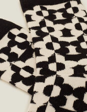 Contrast Retro Flower Print Socks, , large