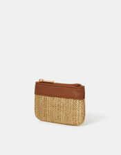 Metallic Raffia Coin Purse, , large