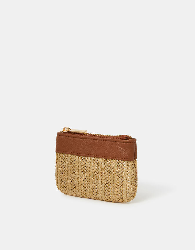 Metallic Raffia Coin Purse, , large