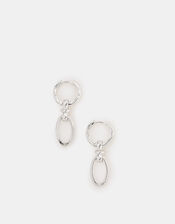 Sterling Silver-Plated Knot Link Drop Hoop Earrings, , large