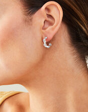 Sterling Silver-Plated Cluster Hoops, , large