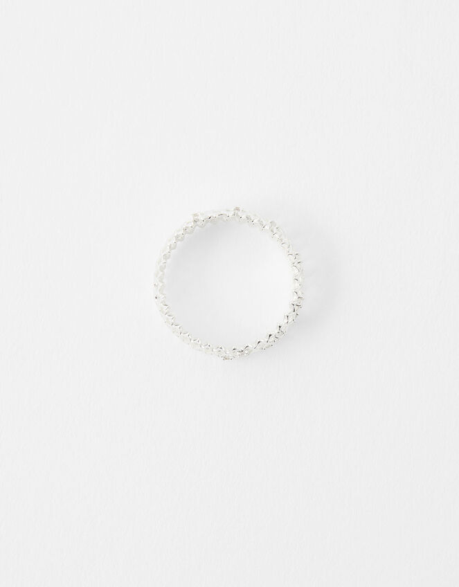 Sterling Silver Sparkle Hexagon Ring, Silver (ST SILVER), large