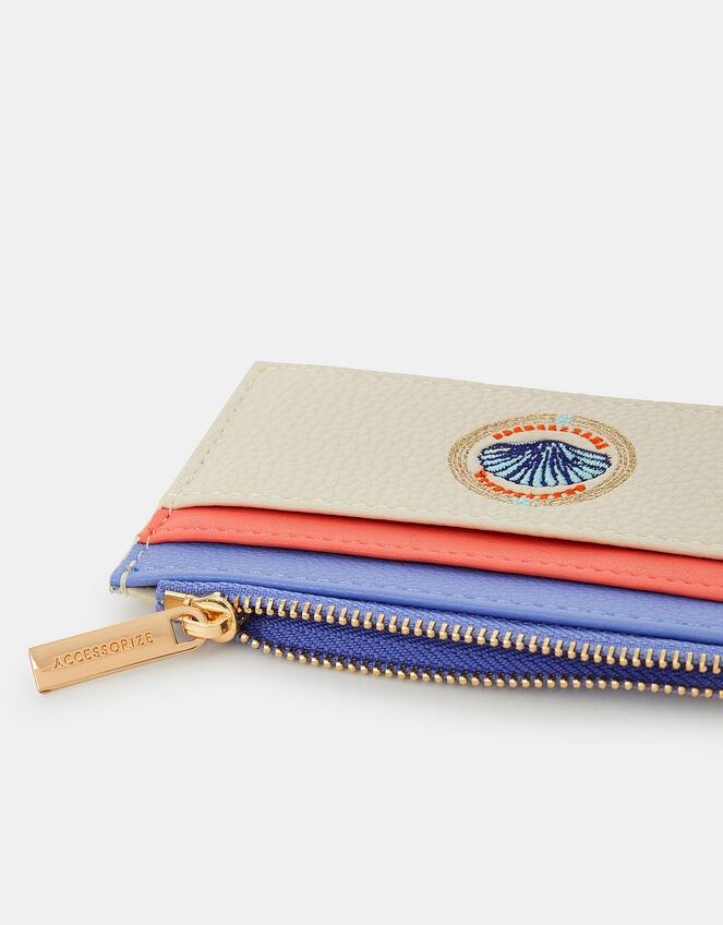 Seashell Embroidered Card Holder, , large