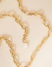 Oval Pearl Chain Belt, , large