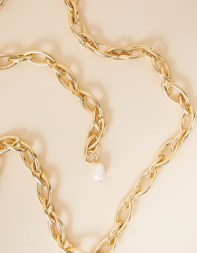 Oval Pearl Chain Belt, , large