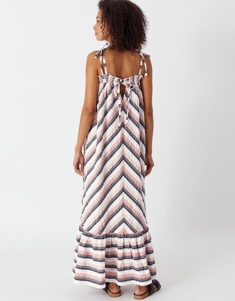 Stripe Tiered Maxi Dress Multi, Multi (PASTEL-MULTI), large