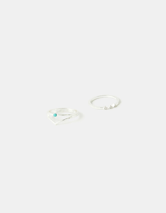 Turquoise Wishbone Ring Set, Blue (TURQUOISE), large