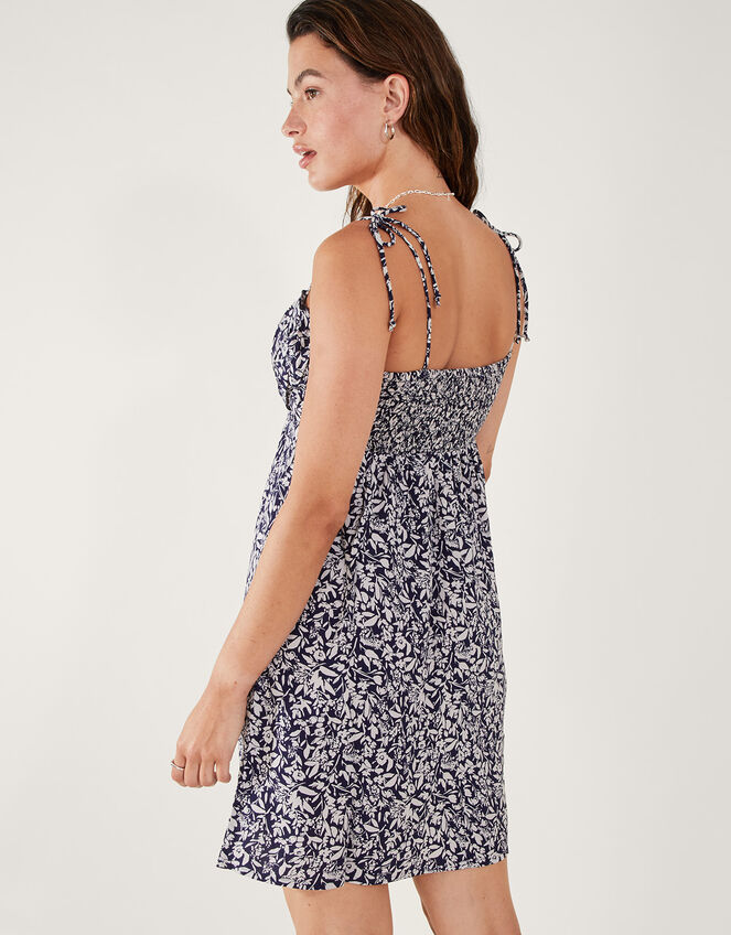 Ditsy Mini Dress in LENZING&trade; ECOVERO&trade;, Blue (NAVY), large