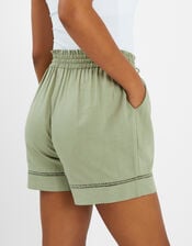High Waist Beach Shorts, Green (KHAKI), large