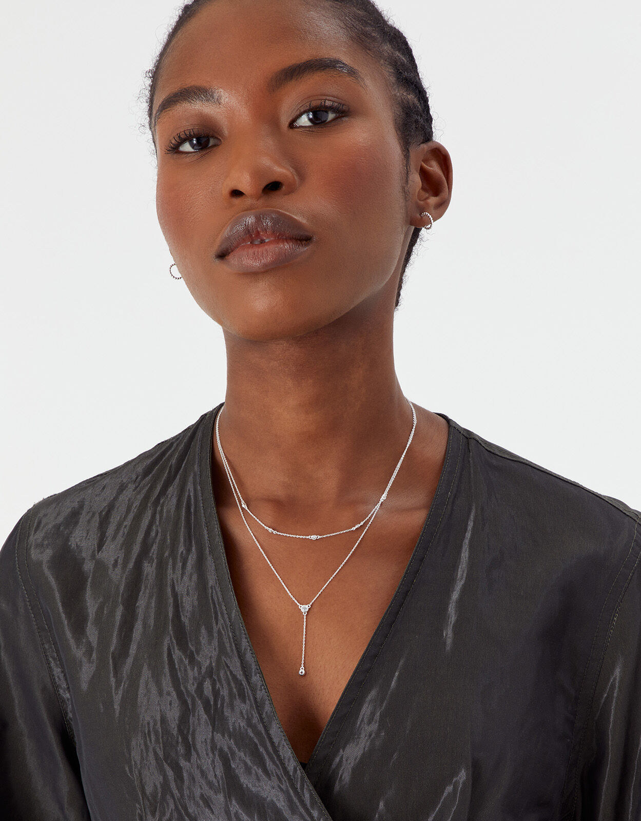 Michael Kors Brilliance Silver CZ MK Layered Necklace | Ernest Jones