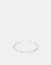 Sterling Silver-Plated Wave Open Cuff Bracelet, , large