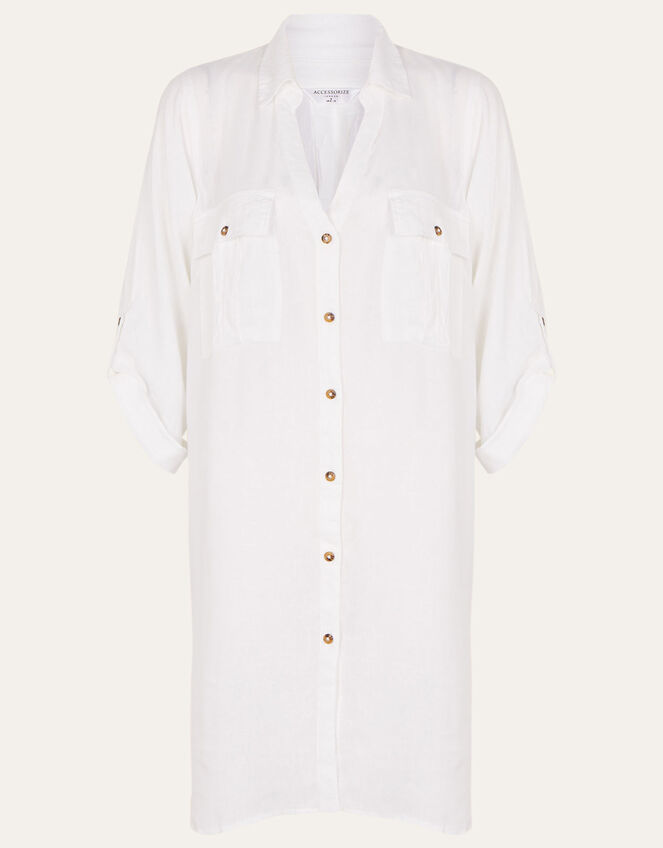 Long Sleeve Beach Shirt with LENZING™ ECOVERO™ White, White (WHITE), large